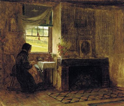 Innenraum eines Bauernhauses, Maine, 1865 von Eastman Johnson